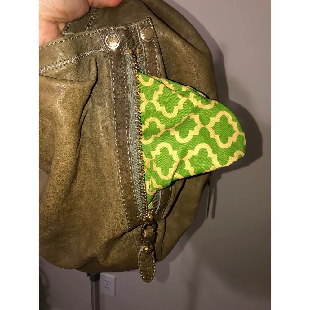 Oryany Heather XXL Shoulder Handbag Green Italian Leather Hobo Slouch Large Boho